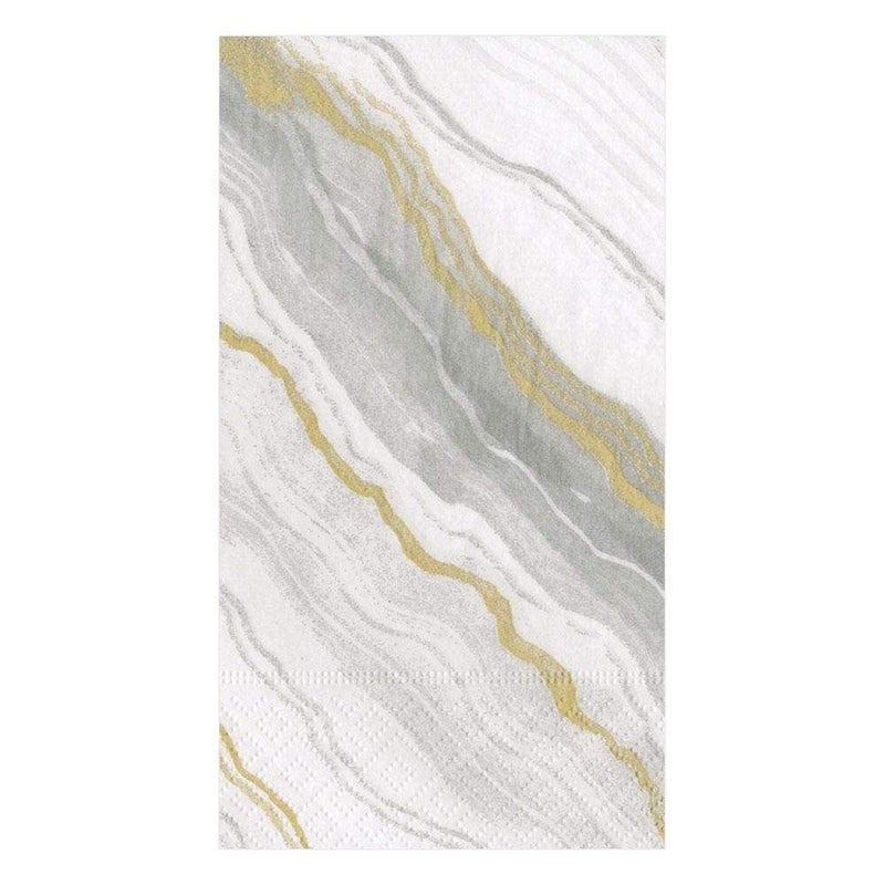 Caspari Marble Paper Guest Towel Napkins in Grey, 15 Per Package - Image 2